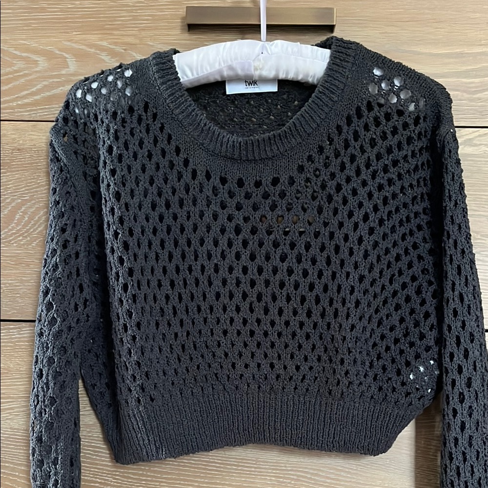 NWOT Charcoal Open-Knit Women's Sweater